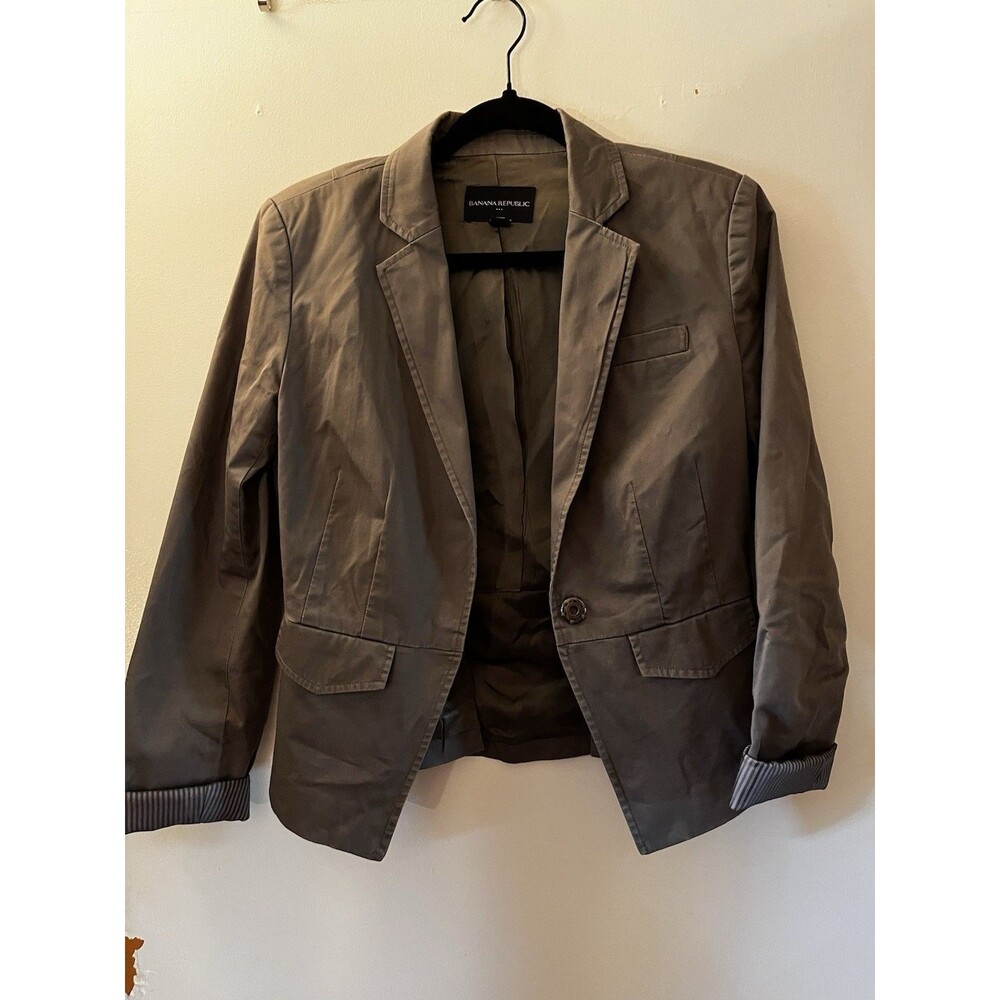 Banana Republic Taupe Cotton Stretch Blazer Size 2